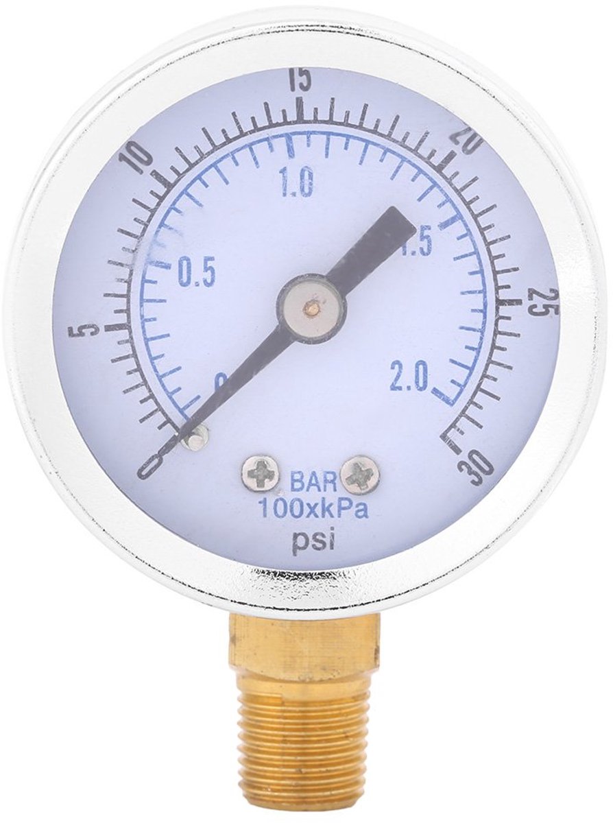 Manometer 0-30 psi 0-2 bar mini dial water olie compressor meter hydraulische manometer