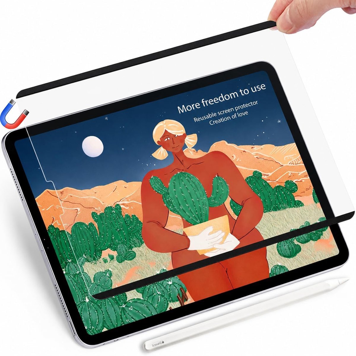 [2 stuks magnetische papieren beschermfolie voor Lenovo Tab P12 (12,7 inch, Modèle 2023), herbruikbare matte papierfolie, beschermfolie voor tekenen, schrijven en notities maken
