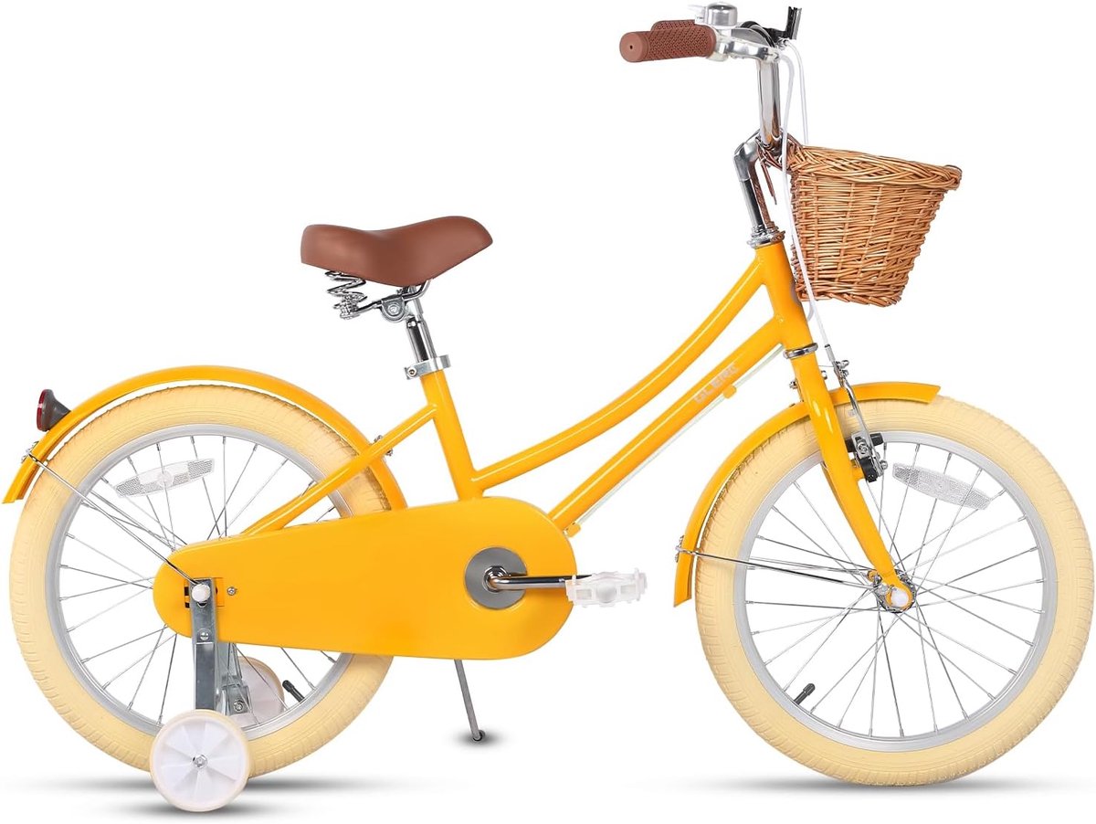 Meisjesfiets Met Mand voor Kinderen van 3-10 Jaar, 12 14 16 18 20 Inch Met Bel en Stabilisatoren, Diverse Kleuren