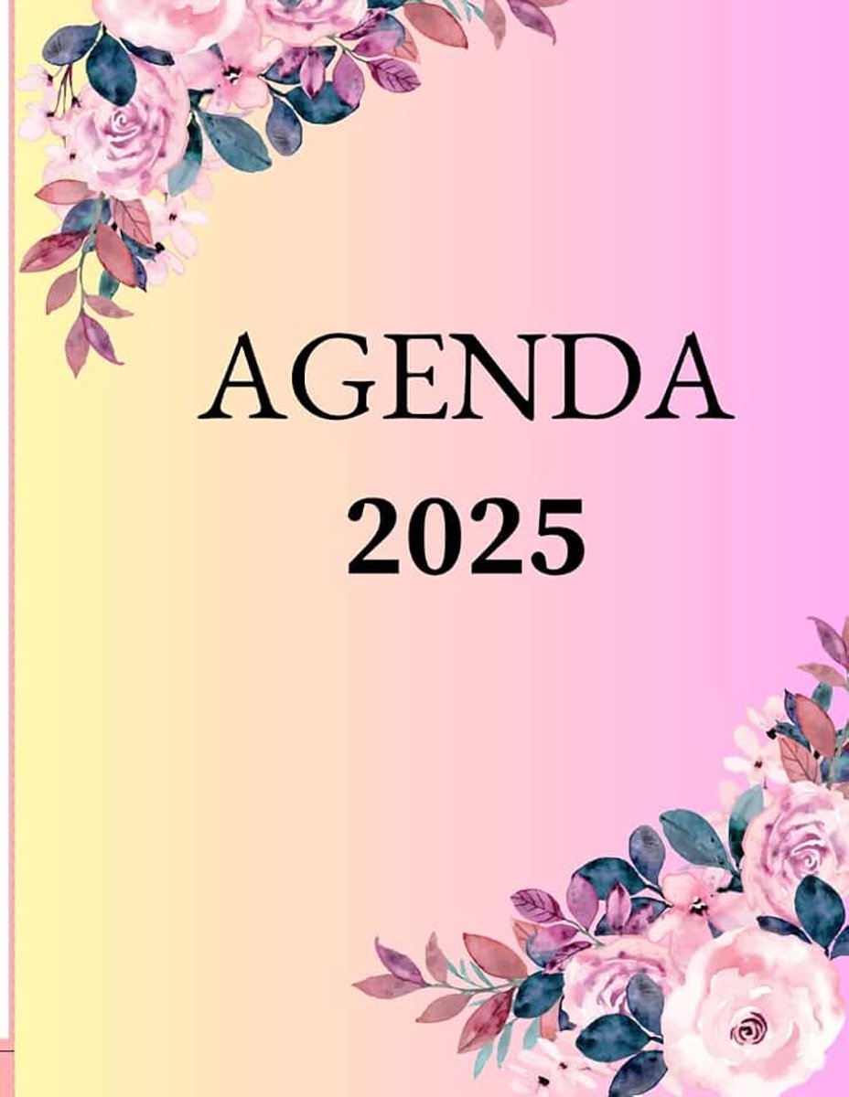 2025 mensual, semanal y diario, de 12 meses tapa dura de 8.5 x 11" pulgadas cubierta de flores