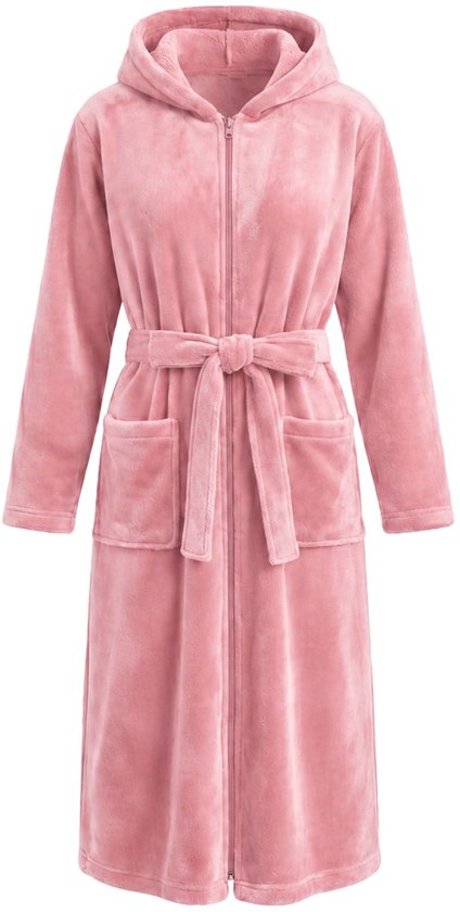 Badjas dames met rits en capuchon - Charlie Choe - 3 kleuren-s-blush