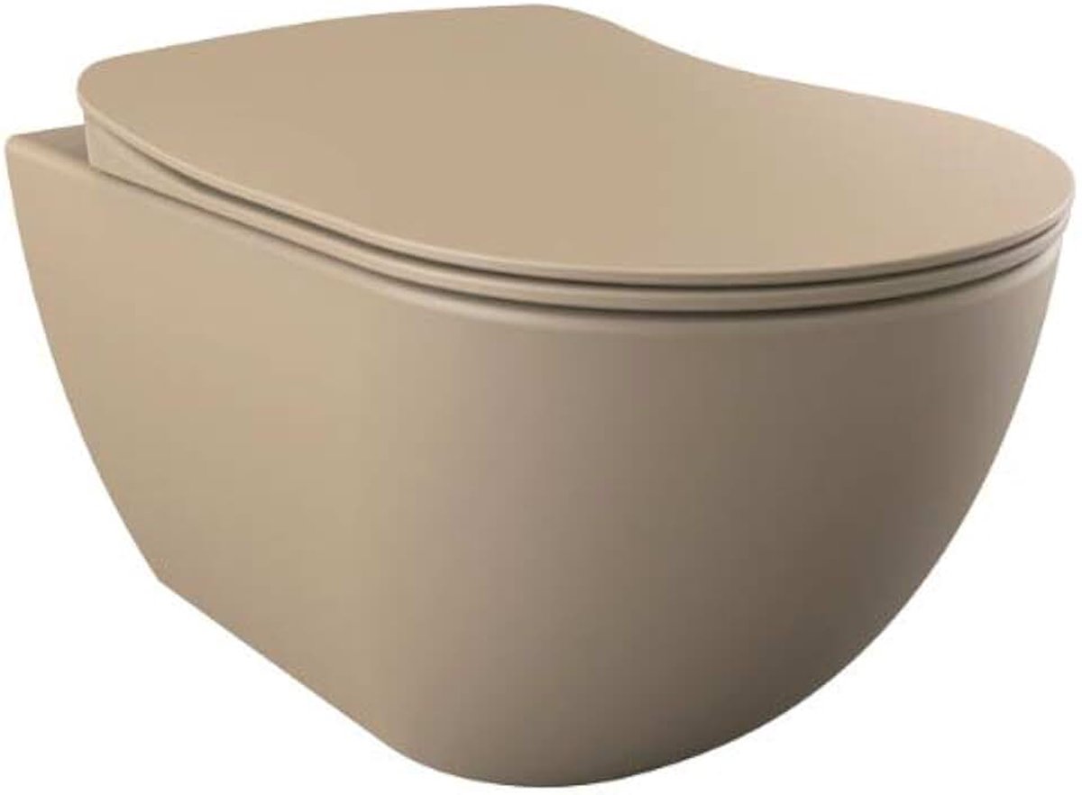 Wandclosetpot Randloos Met RVS Sproeier (Bidet) Mat Cappuccino