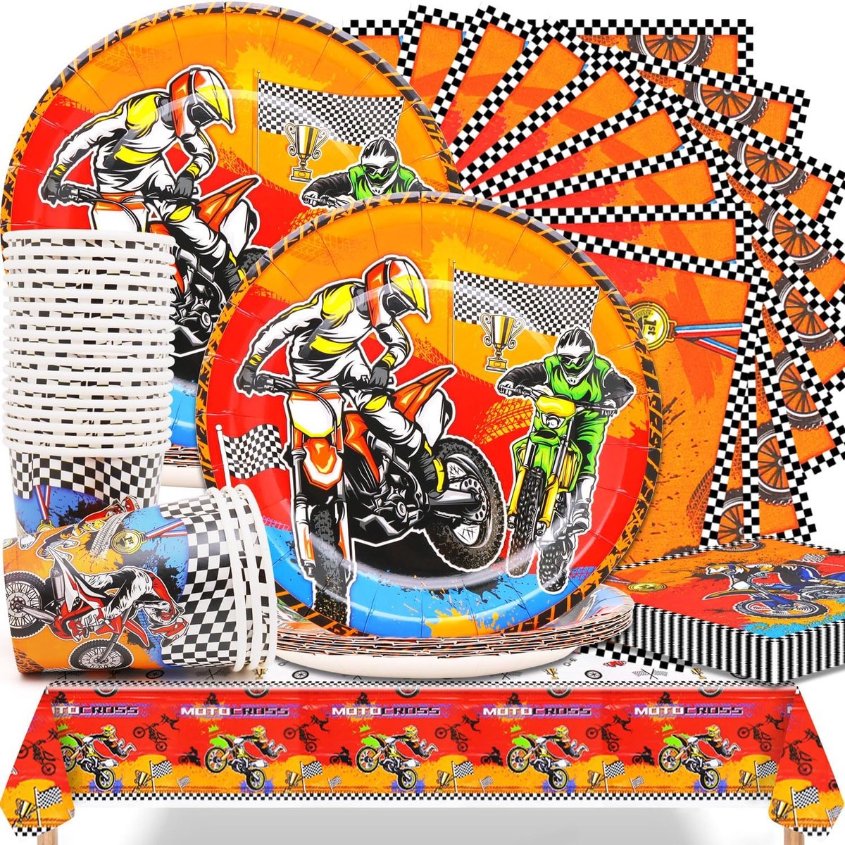61 Stuks Motor Race Thema Feestservies Set