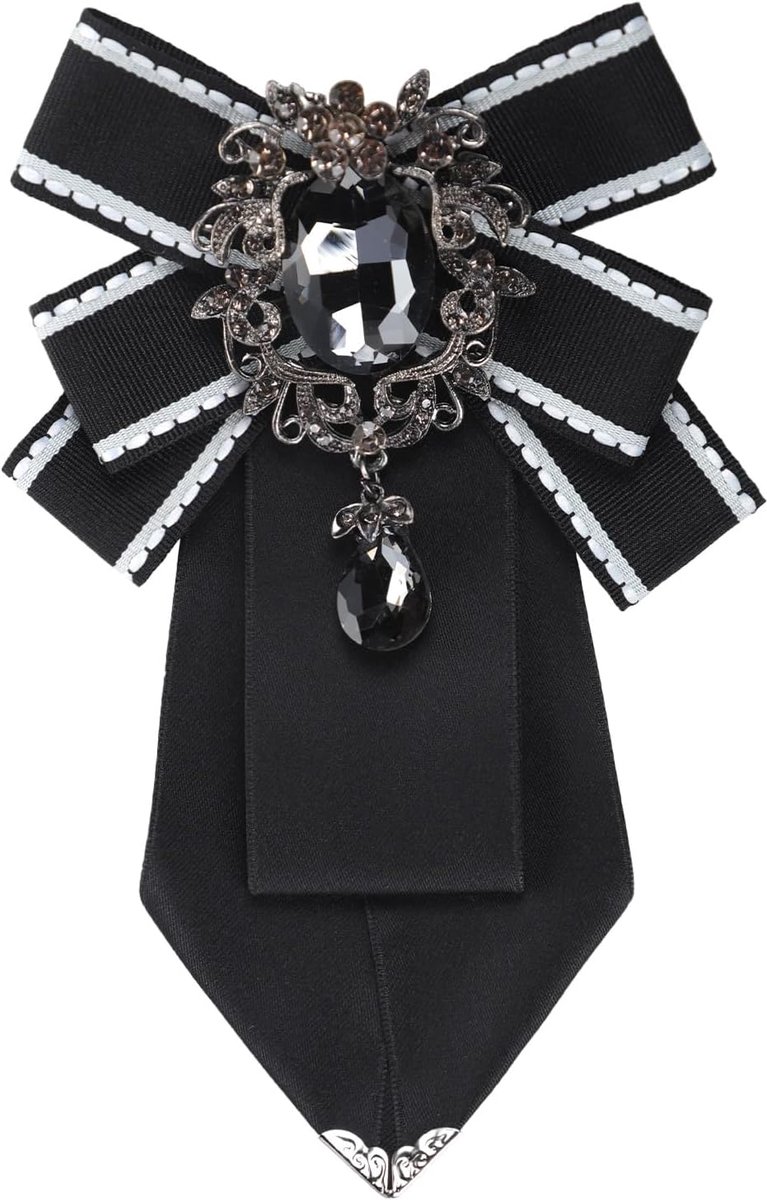 Broche Voorgebonden Vlinderdas Dames Stropdas Bowknot Retro Verstelbare Strik Broche met Strass Band Unisex voor Bruiloft Party Cosplay Uniform Prom