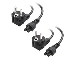 Matters 2-Pack 3-Polig Netsnoer 1m, Zwart | Haakse Schuko Stekker Type F(CEE 7/7) naar IEC C5 (klaverblad / Mickey Mouse), Stroomkabel voor Laptop, Projector, TV