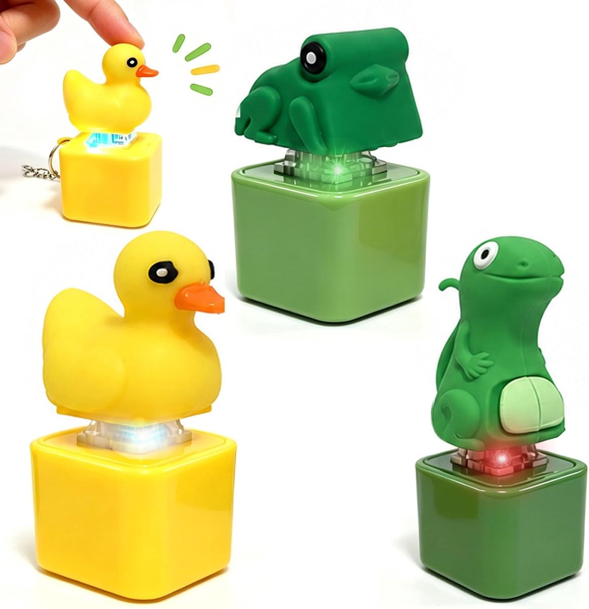 3 stuks lichtgevende kikkersleutelhangers met interactieve knop