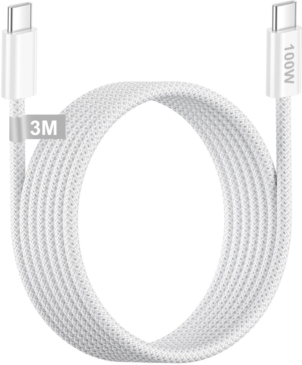 100W USB-C naar USB-C snellaadkabel voor iPhone Air/17/17 Pro/16/16 Pro Max/15, USB-C-oplaadkabel 3 m,oplaad-en datakabel type C voor iPhone Air/17/16/15/15 Plus,iPad Pro/Air,MacBook,Samsung Galaxy