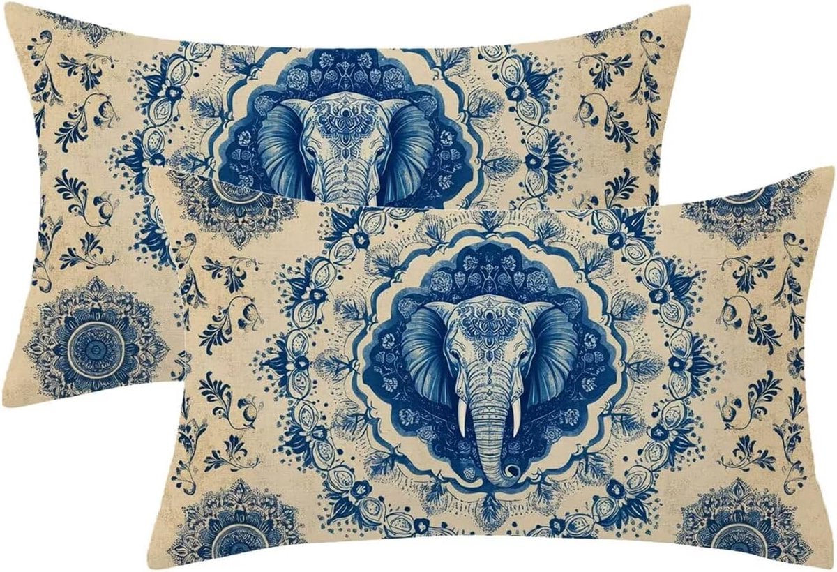 50 x 80 cm, blauwgroen, set van 2 outdoor kussens, weerbestendig, fluweel, mandala-patroon, kussenhoezen met onzichtbare ritssluiting, zomersierkussen voor buiten, decoratie, cadeau voor