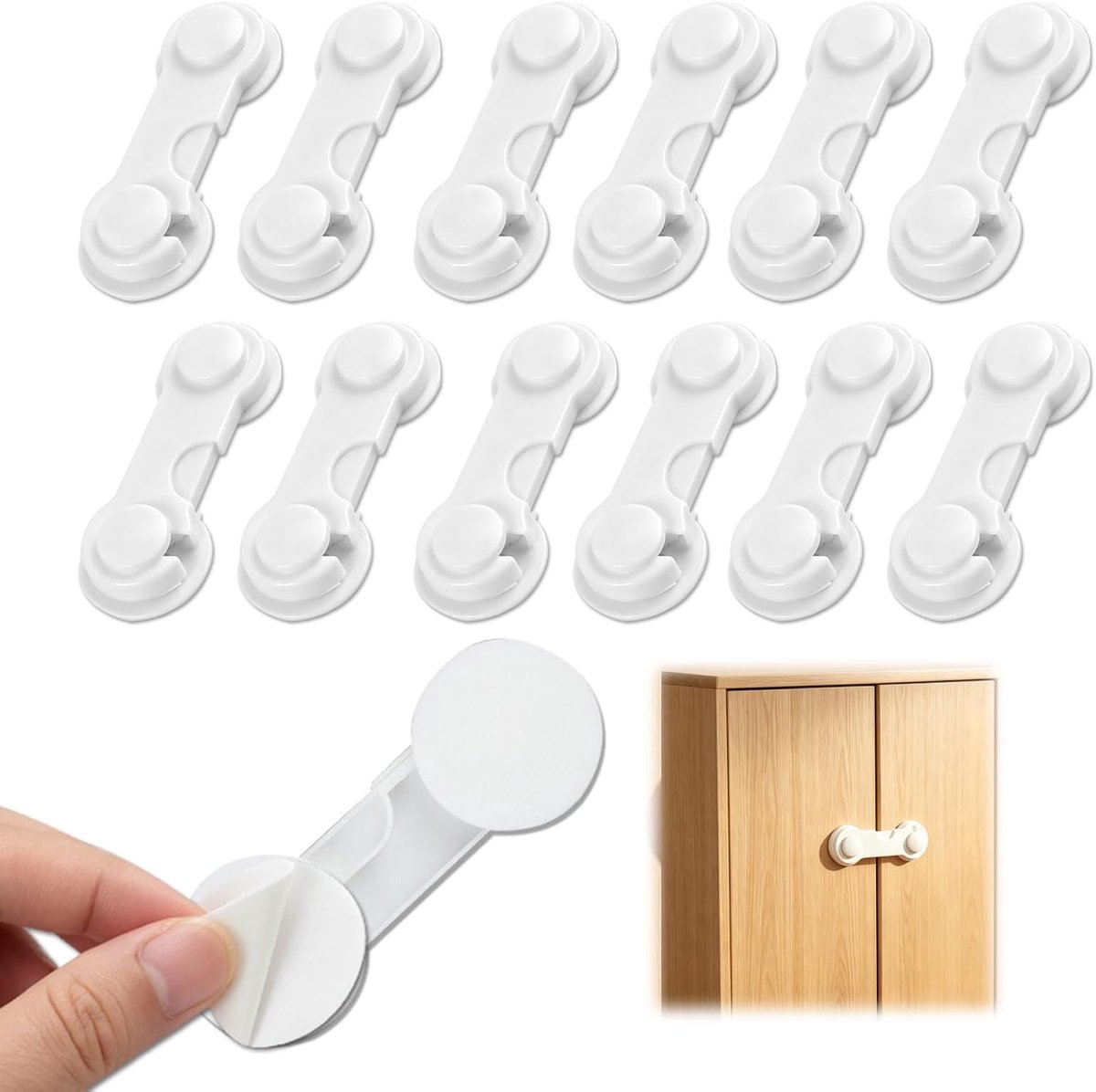 12 stuks, kinderbeveiliging voor Sfchublade en kast, kastbeveiliging baby, lijm zonder boren, kinderbeveiliging, laden voor kasten, koelkast, deur