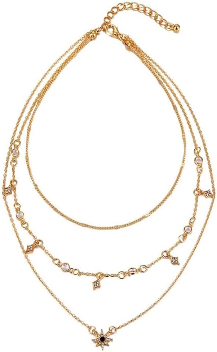 Dames ketting goudkleurig Crystal Star