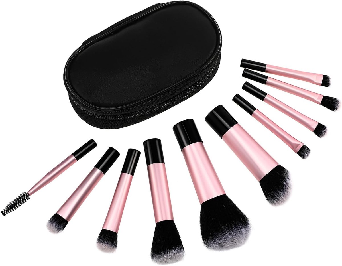 10stuks Delige Mini Makeup Brush Voor Reizen Compacte Veelzijdige Kwasten Voor Oogschaduw Blush Highlighter Reisvriendelijk Met Handige Tas Zacht Comfortabel Gebruik