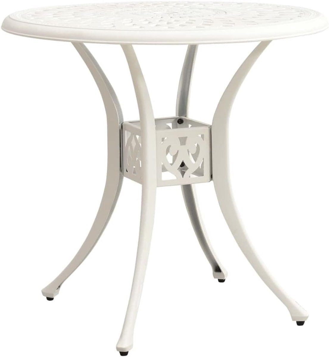 Tafel, tuinmeubeltafel, balkontafel, terrastafel, tuintafel, wit, 78 x 78 x 72 cm, gegoten aluminium voor tuinen, terrassen, balkons