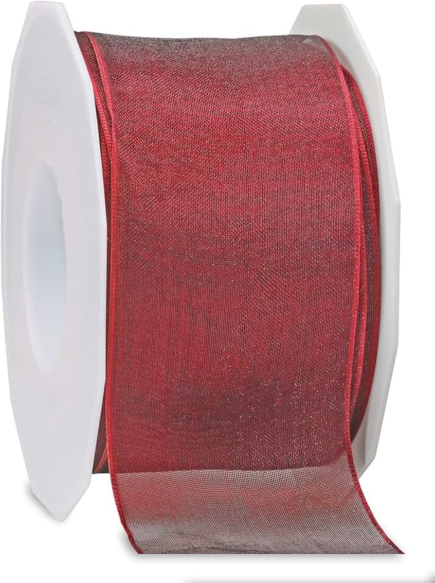 Draad rand lint Bordeaux 60 mm breedte, 25 m lengte