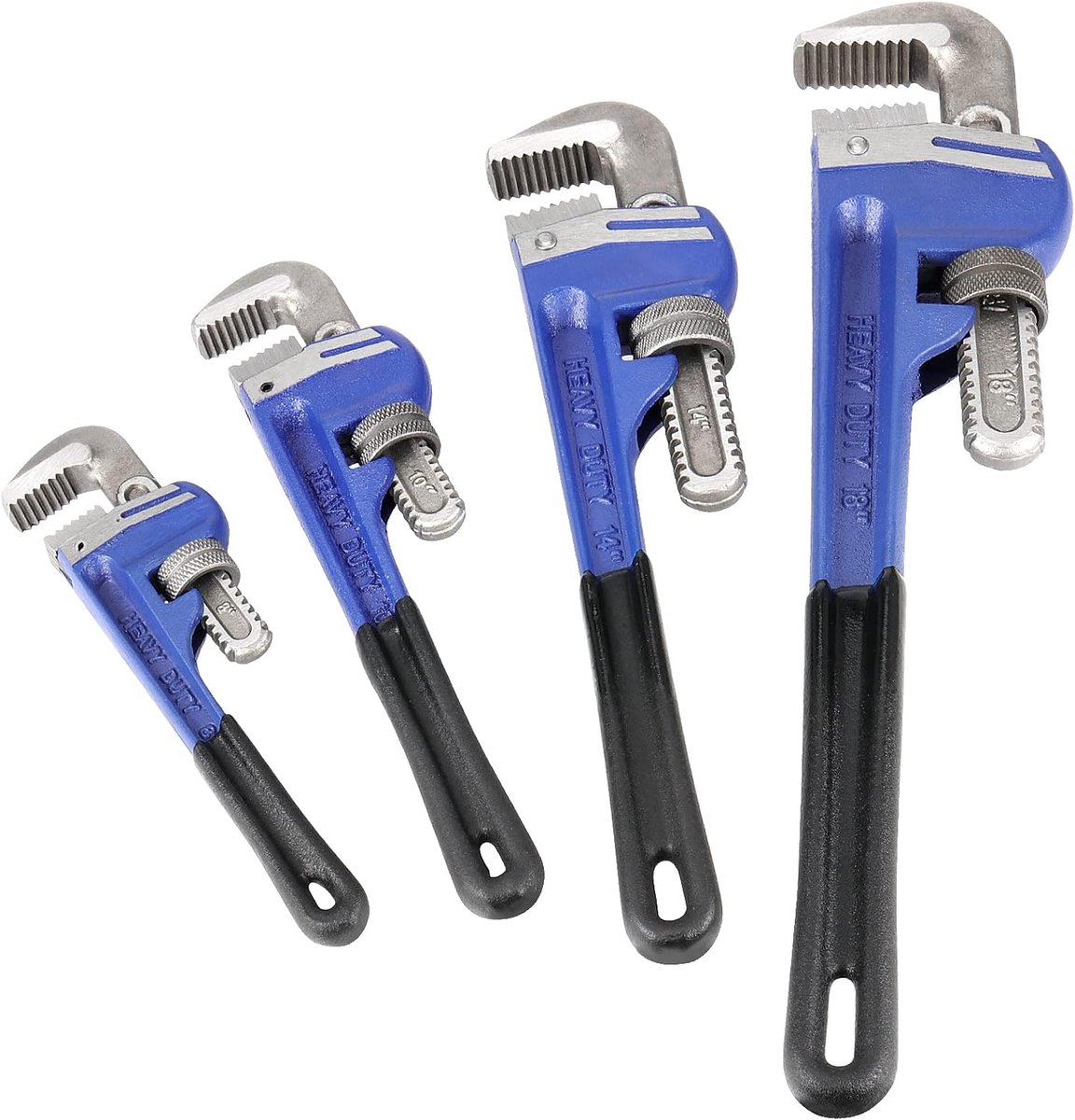4-delige buistangset, 50 mm, 60 mm, 70 mm, 80 mm, verstelbare buiptang, waterpomptang, buistang van gietijzer met zachte grip en verstelbare bekken, loodgieters voor reparaties