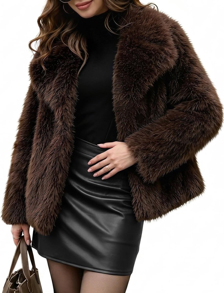 Heekpek Winterjas voor dames, imitatiebont, kort, warm, gevoerd