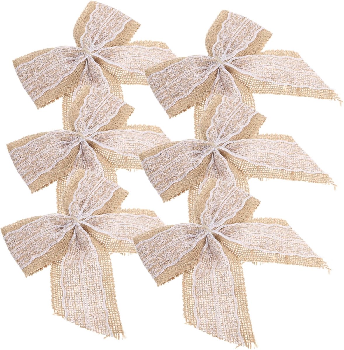 6stuks Grote Jute Linten Bogen Voor Cadeauversiering Handgemaakte Rustieke Bogen Met Kant Voor Presentatie Decoratie Voor Feesten Kerstbomen