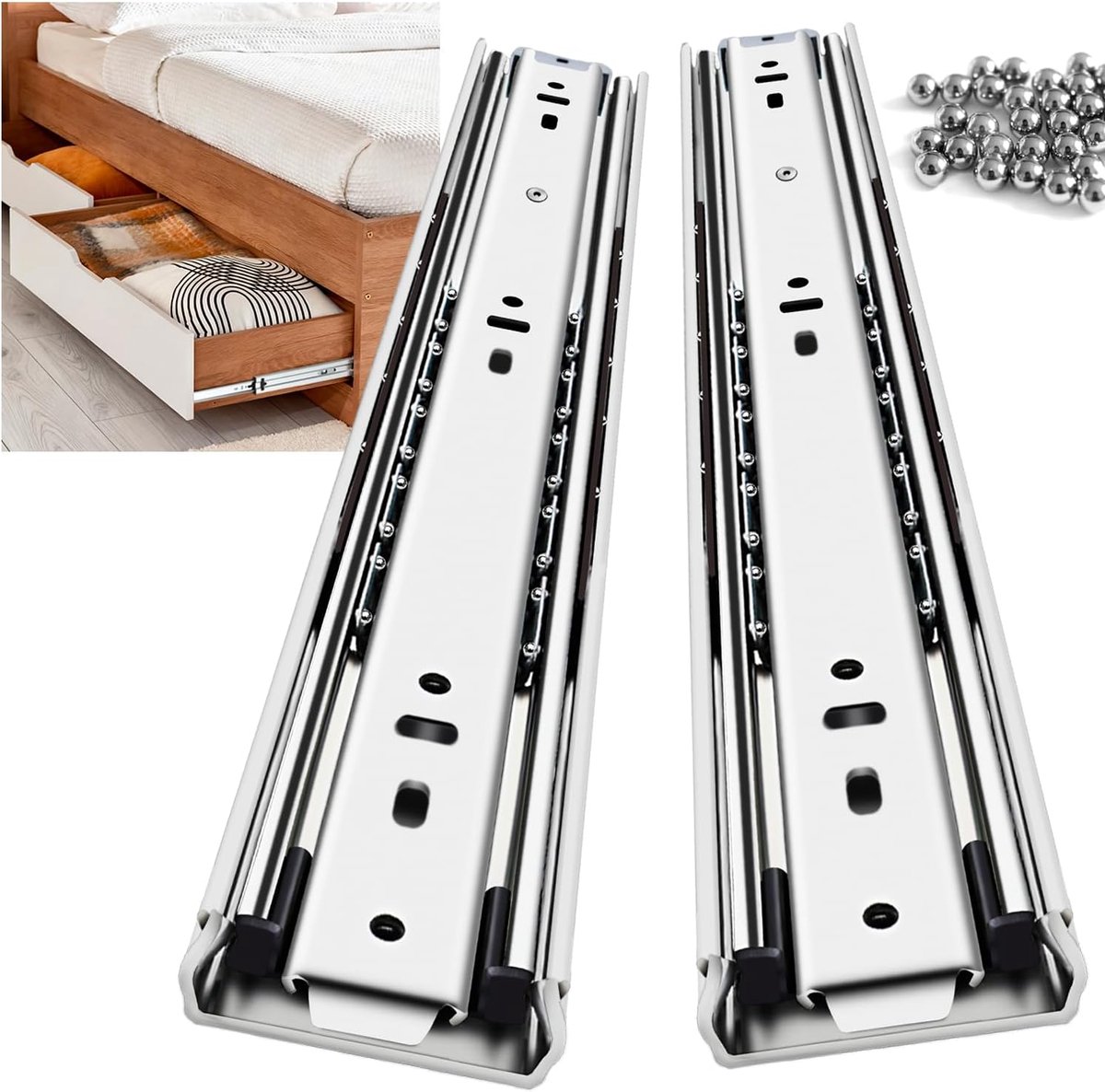 Ladegeleiders Volledige Uitbreiding Zijmontage 250 300 350 400 450 500 550 600 650 700 750 800 850 900 950 1000 mm 68 Kg Metalen Dressoir Cabine Rails Sporen Glijbanen 1 Paar