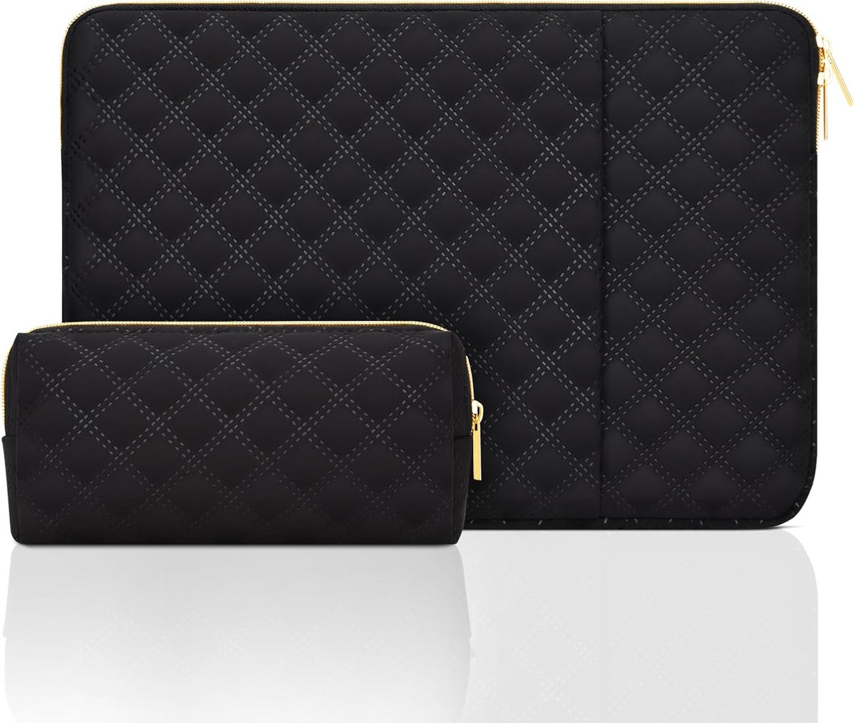 14 Inch Laptop Sleeve Case voor 14" MacBook Pro M3/M2/M1 Chips Pro/Max A2992 A2918 A2779 A2442 2023-2021, Beschermende Waterdichte Polyester Gewatteerde Computerhoes met Accessoire Tas, Zwart