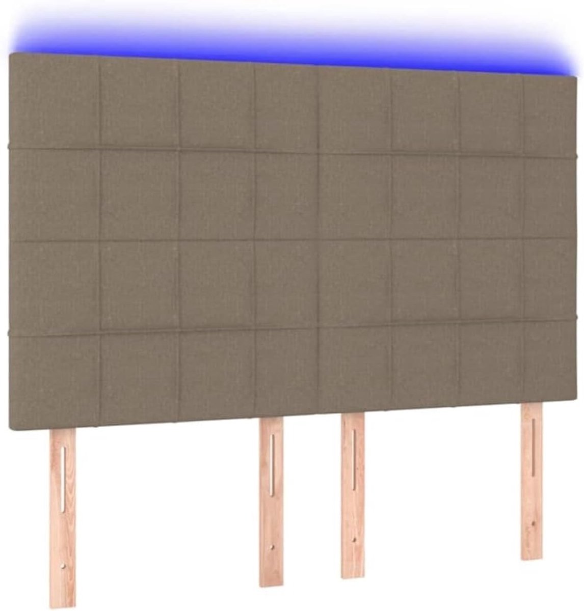 Hoofdeinde taupe, 144 x 5 x 118/128 cm, stof, voor bedden zonder hoofdeinde, ideaal voor slaapkamer en moderne woonkamers, eenvoudige montage, gemakkelijk te reinigen en rugvriendelijk zitten