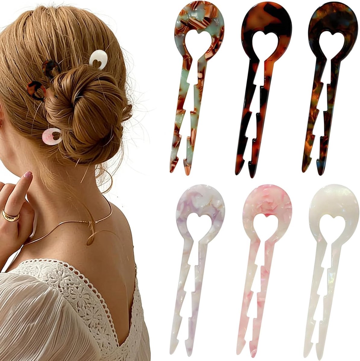 Haarspelden voor vrouwen, U-vormige haarspelden met stevige grip, veilige, antislip kwaliteitshaarspelden voor lang, kort, krullend en steil haar (7x2cm)
