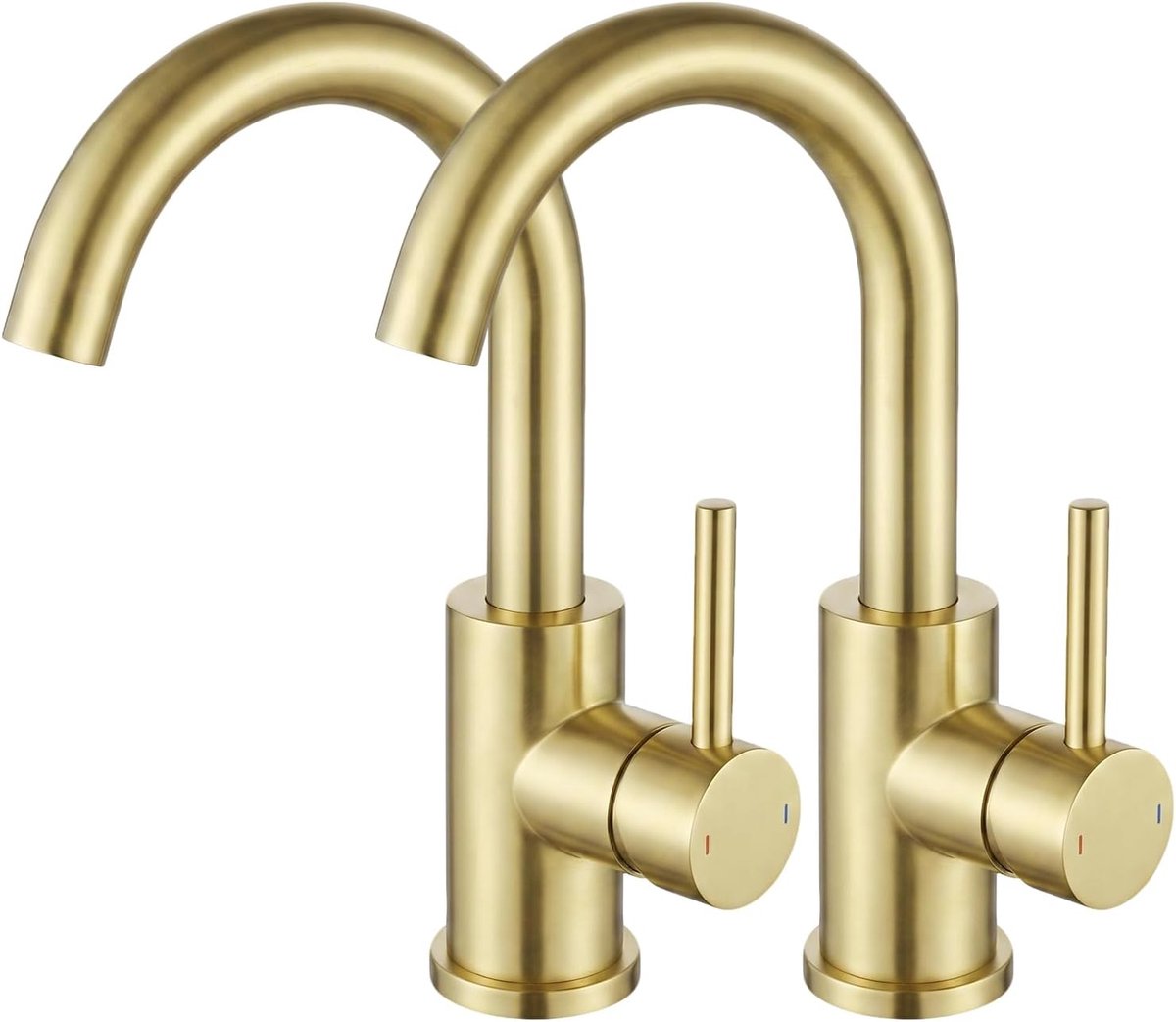 Kraan Badkamer Goud Geborsteld, Badkamerarmatuur/Keuken, Roestvrij Staal, Twee Stuks