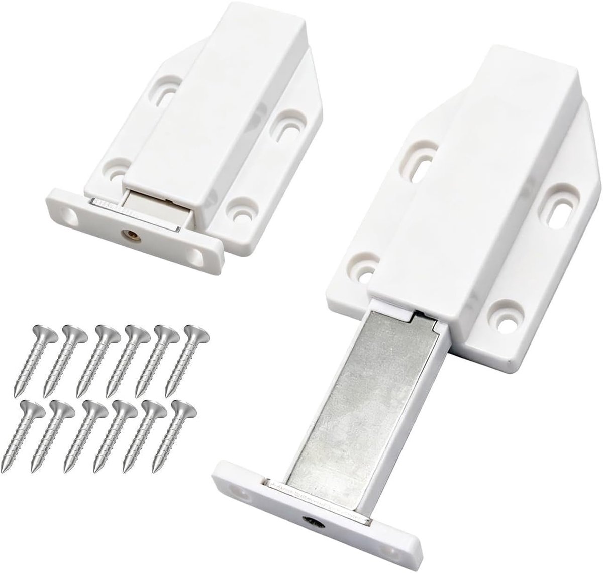 Duty drukdeuropener, push-to-open magneet, 2 stuks, robuuste kastdeuropener, tip-on voor meubels, drukopener, kast, laden en kastdeuren, eenvoudige installatie, automatische opening van laden