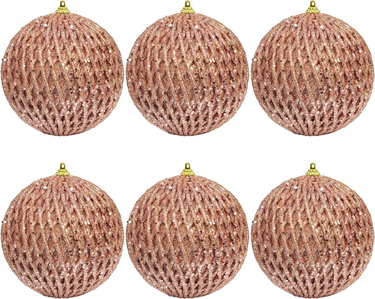 Kerstballen, set in hoogglans, vintage stijl, kerstballen, kerstboomversiering, kerstdecoratie, glinsterende knutselhangers (6, roze)