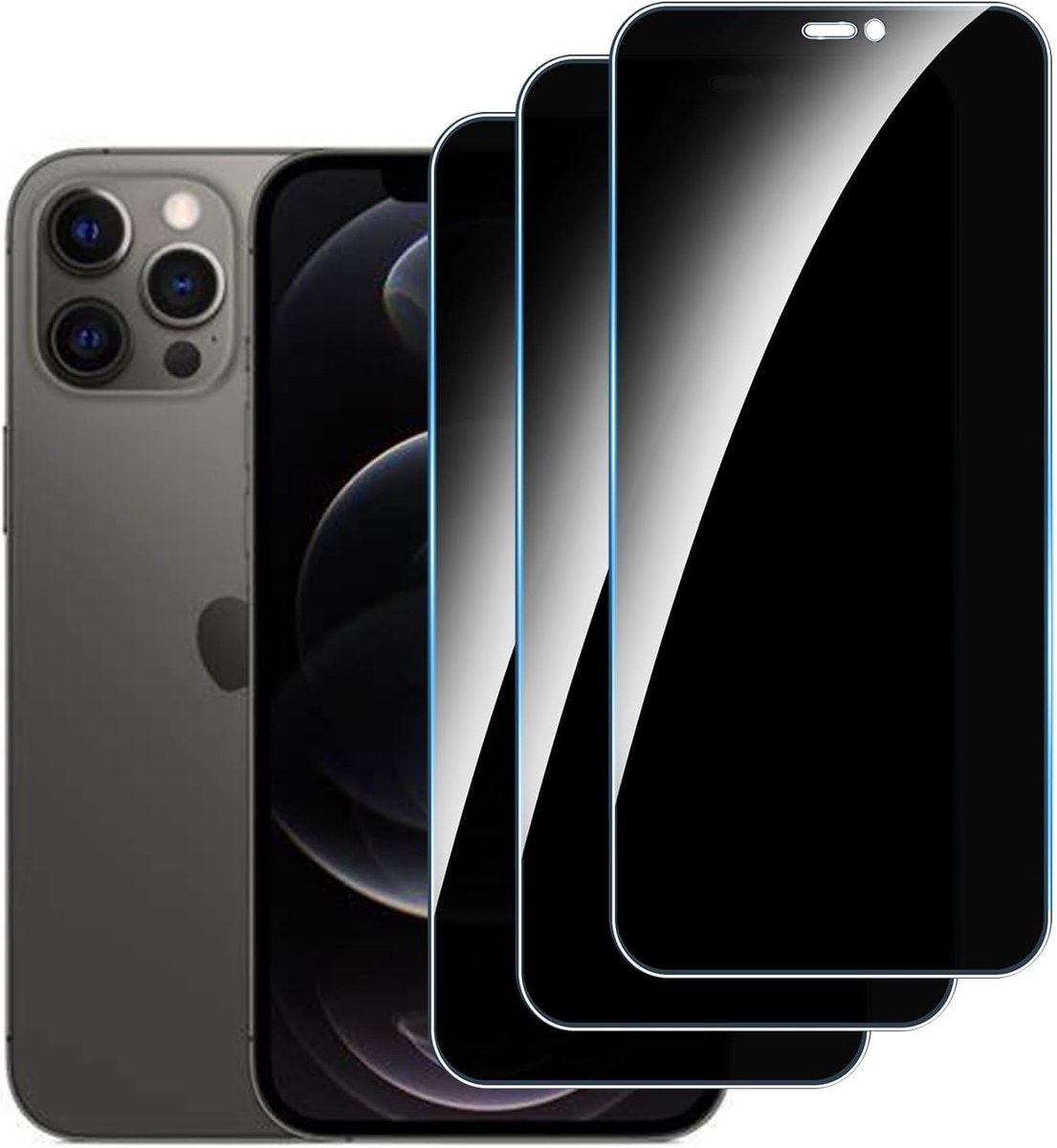 【3 stuks】privacy schermbeschermer voor iPhone 12 Pro Max,Anti-Spy aangemaakte glas Screen Protector,9H hardheid,Gemakkelijk te Installeren,Anti-kras,Geen Luchtbellen