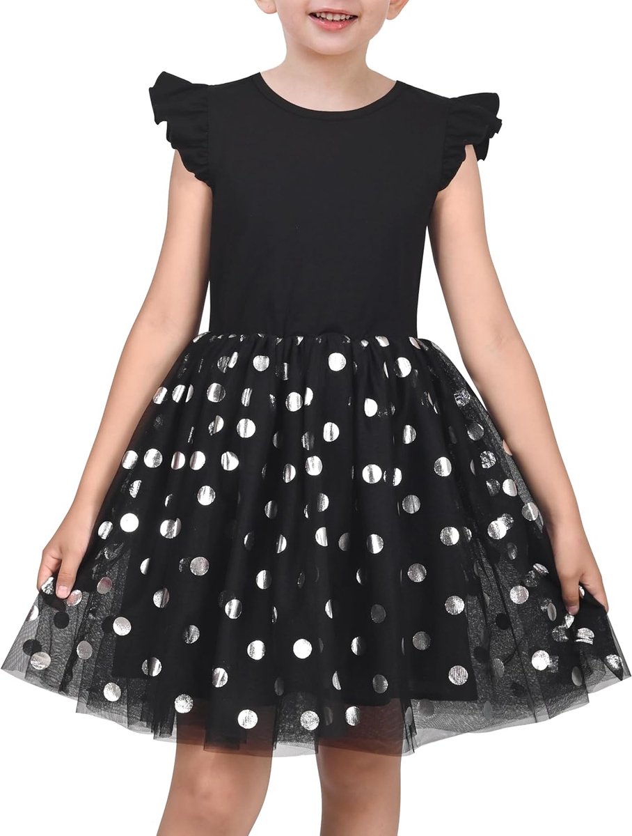 Jurk Roze Pailletten Bruiloft Hallo laag Tule Rok Tutu Flutter mouw 4-8 jaar