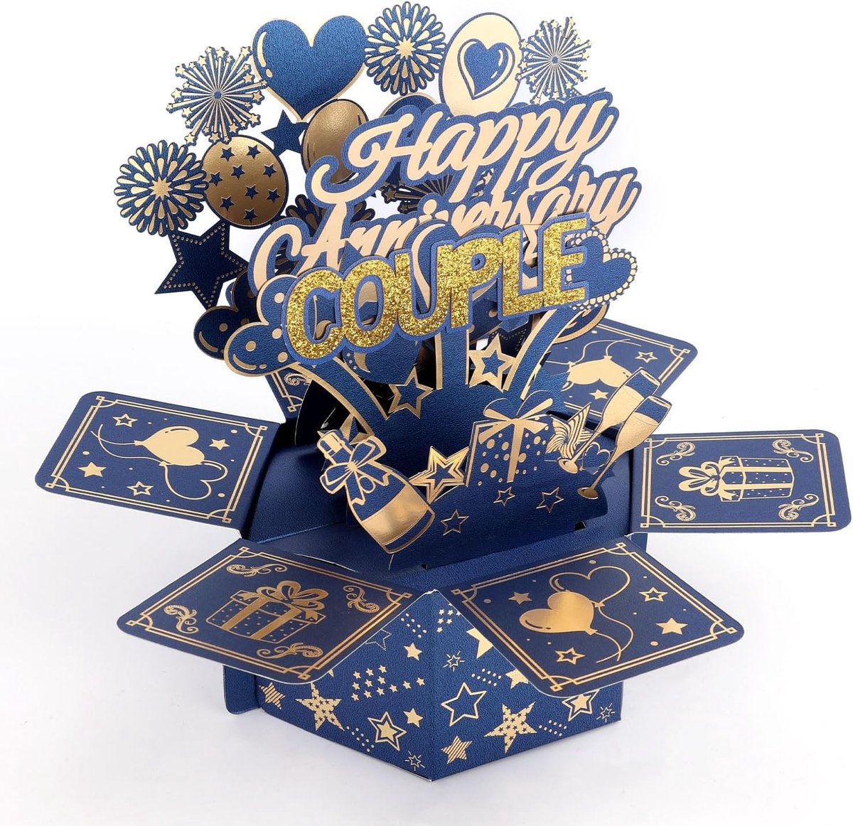 Verjaardag Pop-Upkaart, Kleurrijke 3D Creatieve Pop-Up Jubileumkaart voor Koppels met Envelop Geschikt voor Koppels Echtgenotes en Echtgenotes