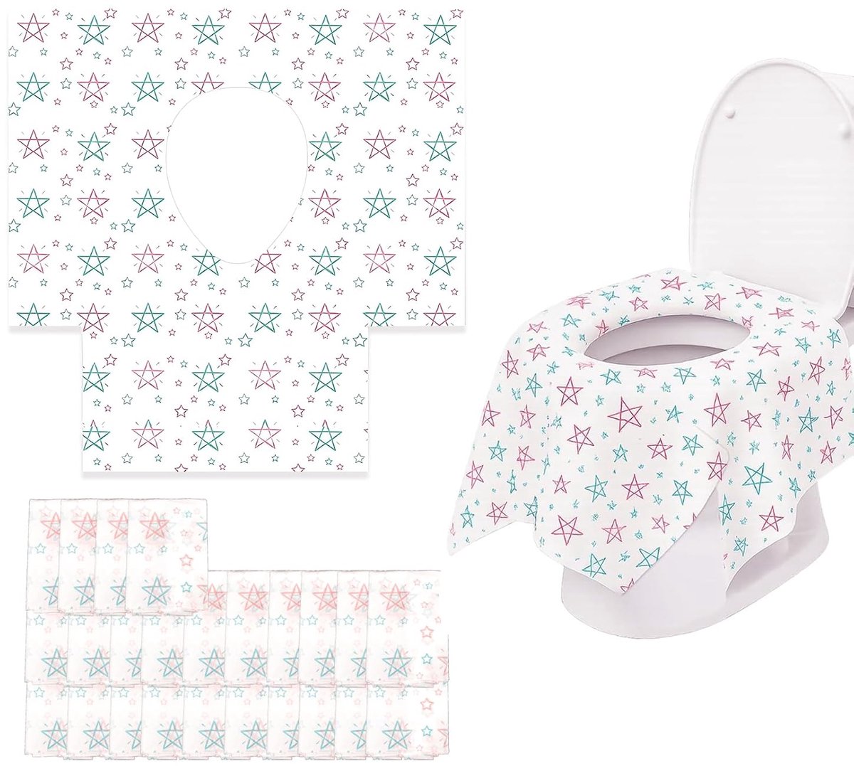 Toiletzitting, 24 stuks, wegwerp toiletkussens, toiletbrilhoes voor kinderen, toiletpapieronderlegger voor winkelcentra, ziekenhuizen, kantoren, ziekenhuizen, kantoren, ziekenhuizen, kantoor