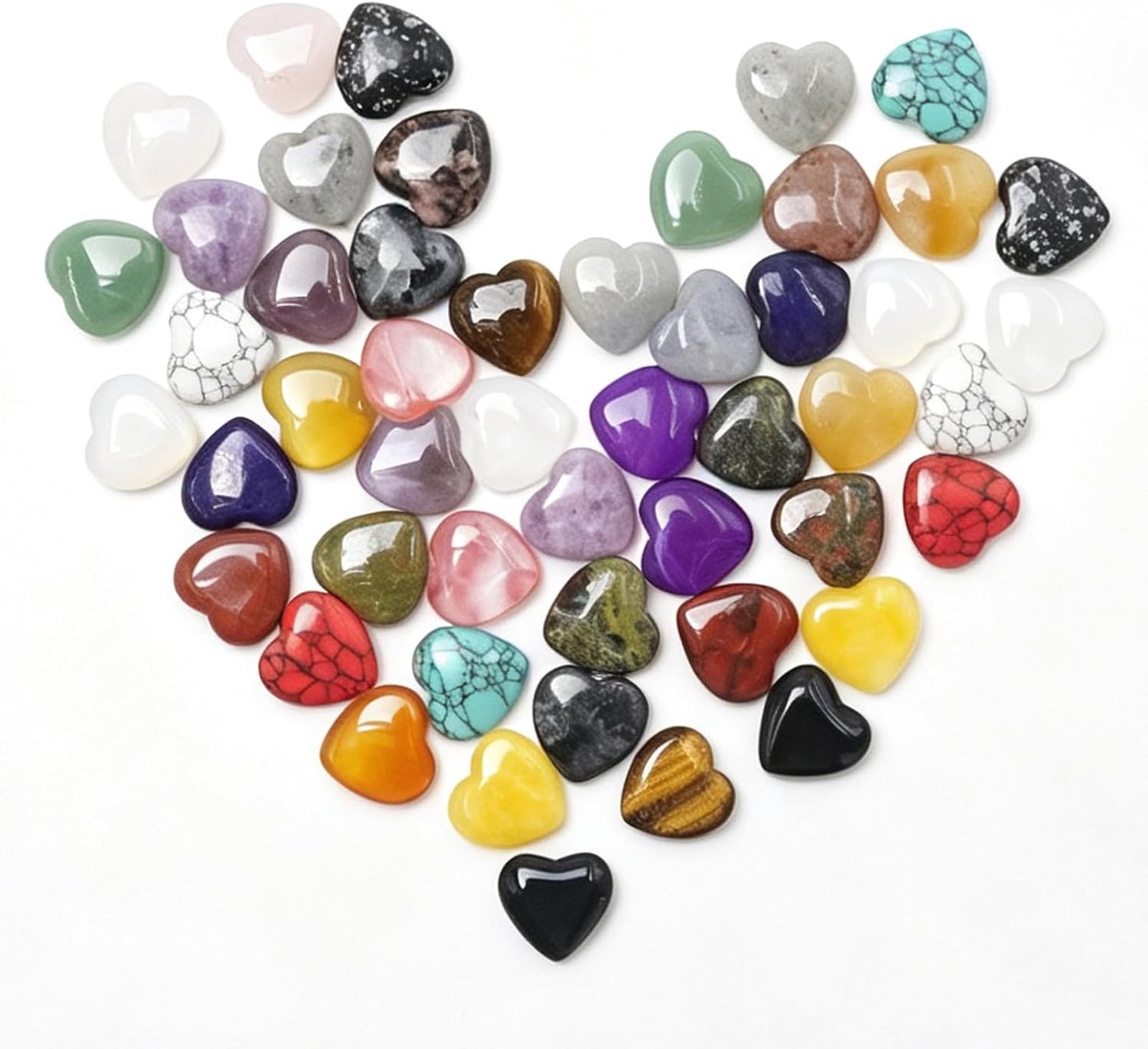 Set van 50 hartstenen, natuurlijke edelstenen voor meditatie en energiebalans, doordacht cadeau voor liefde en welzijn