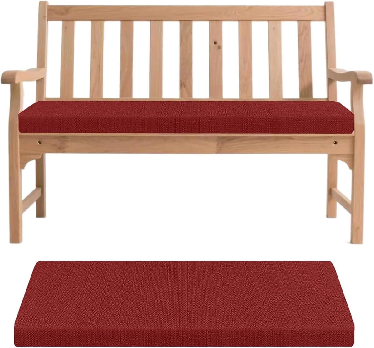 Generisch Bankauflage- Abnehmbarem Sitzkissen Banks, rutschfeste Gartenbank Auflage Waschbar Sitzauflage für Innen Outdoor Fensterbank Couch ban k Eckbank Auflagen,Rot,200x30x5cm
