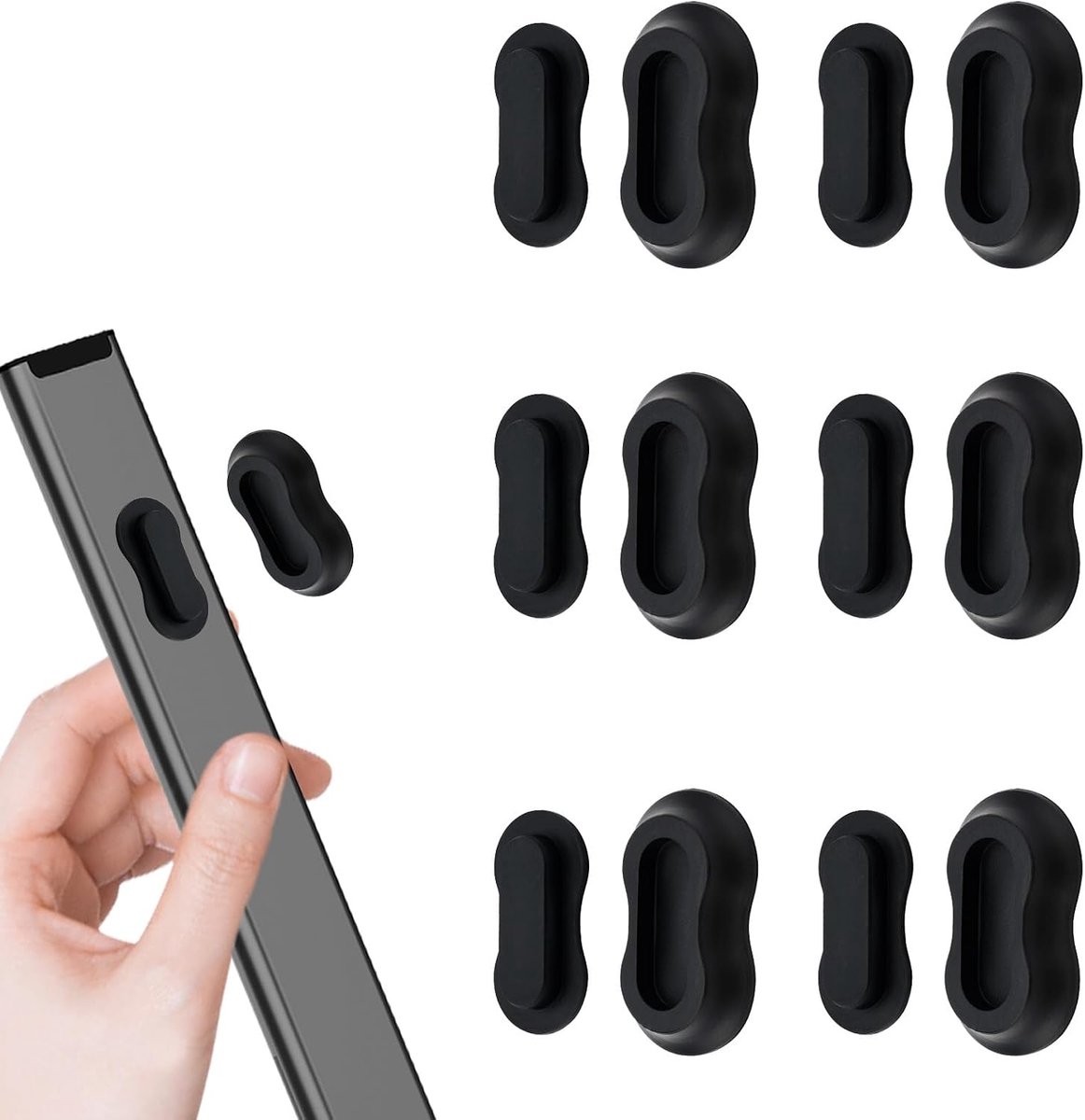 6st Magnetische Afstandbedieningshouder, Geen Boren Wandmontage Silicone TV-Afstandbedieningshouder Zelfklevend Universele Opbergorganizer voor Airconditioner Ventilator Media Airco (Zwart)