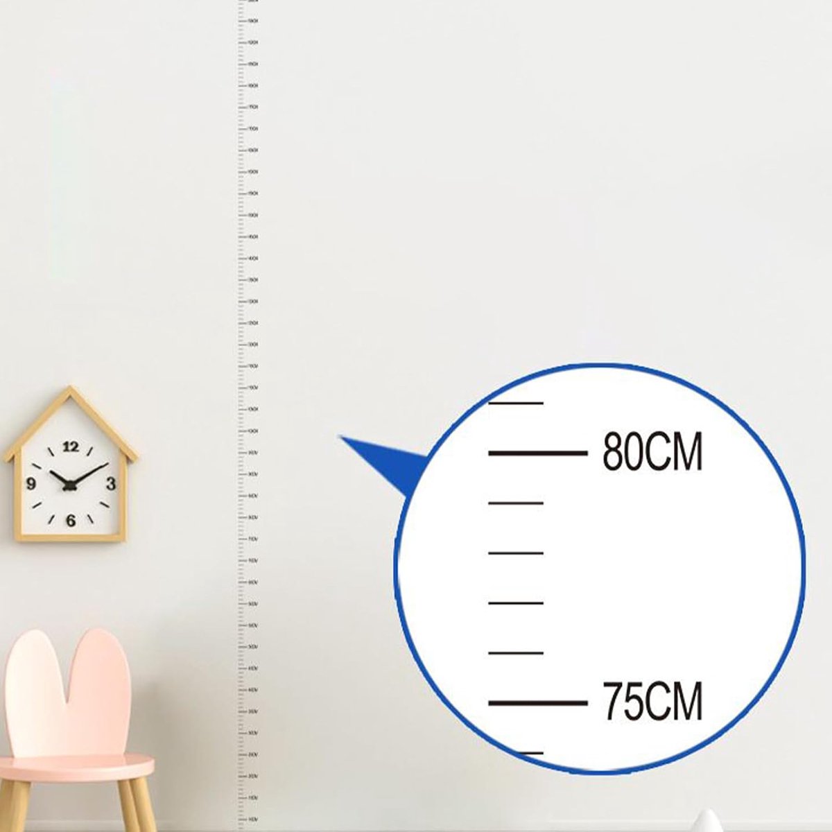 Groeisticker, wandmeetbord, zelfklevende hoogteliniaal met waterdicht ontwerp, groeimeetgereedschap, transparante muursticker met ophangfunctie