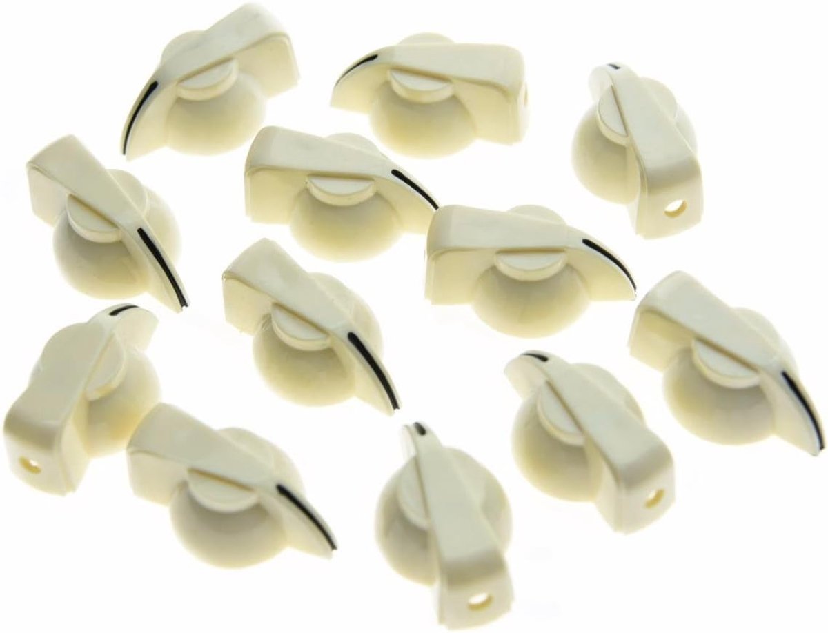 Pack van 12 Flat Top Gitaar Kip Hoofd Knop AMP Effect aanwijzer Knop Ivoor