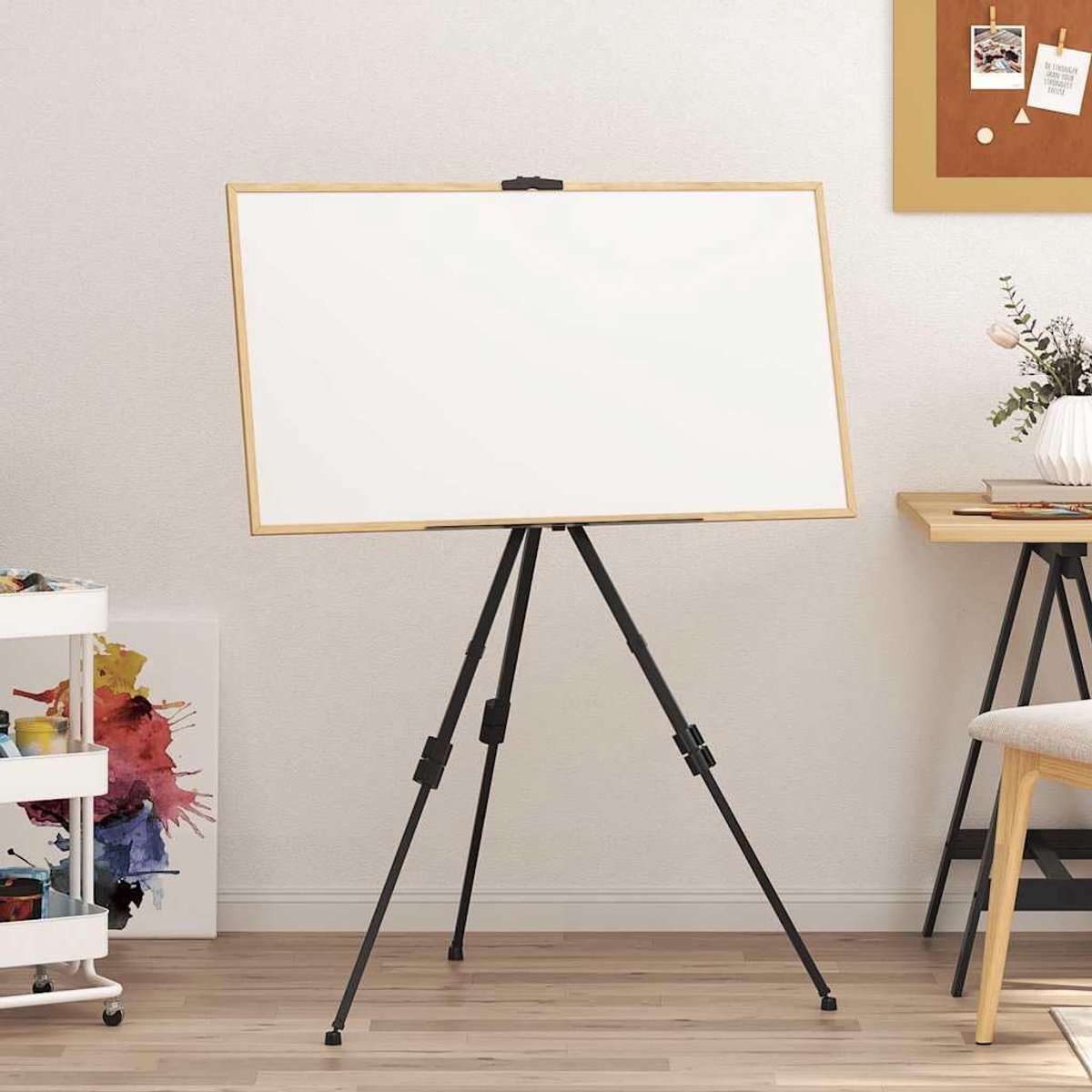 Ezel in hoogte verstelbaar van metaal, inklapbare kunstenaarsezel voor canvas, inclusief draagtas voor schilderen, tentoonstellingen en presentaties, zwart