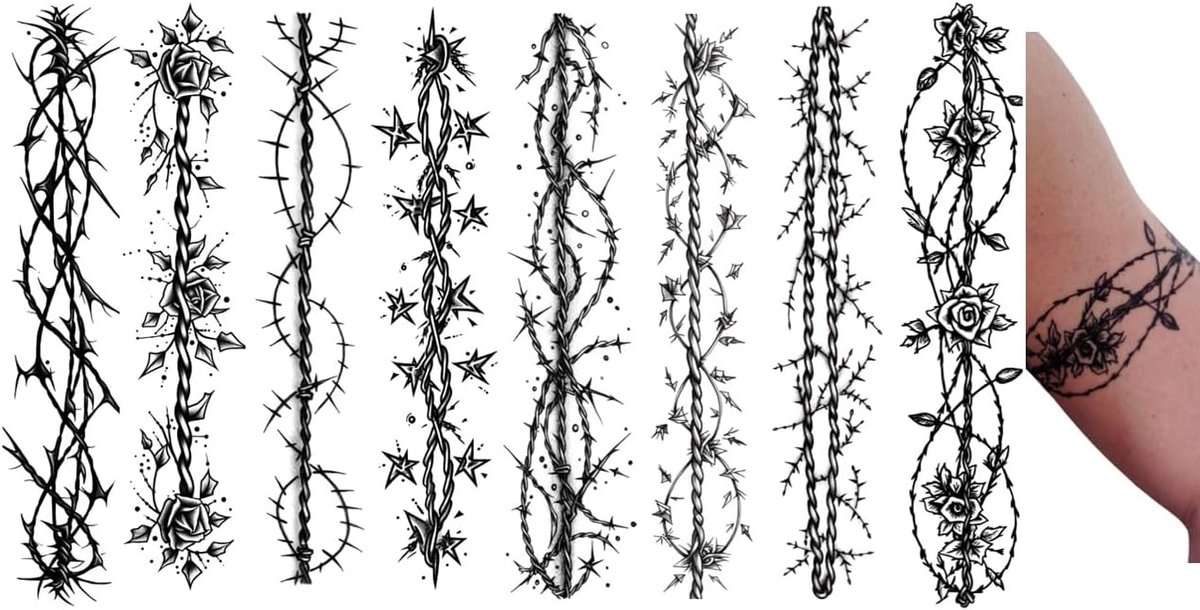 Tijdelijke prikkeldraad tattoo doornen armband draad