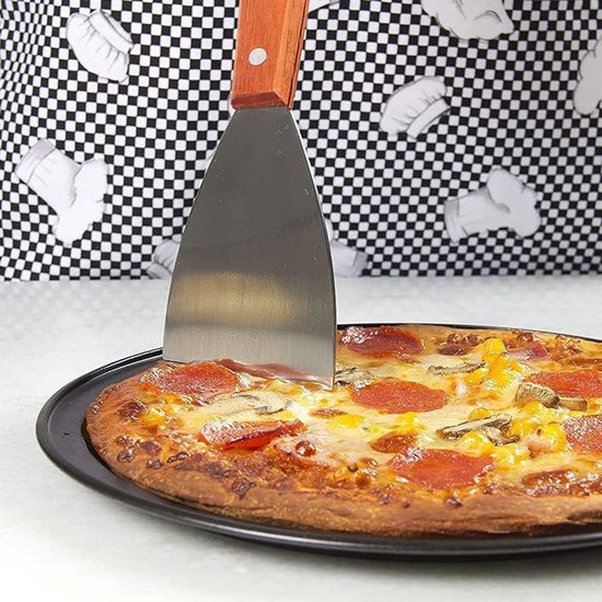 Spatel roestvrij staal, spatel gereedschap, spatel schilderset houten handvat, hoogwaardige roestvrijstalen spatel voor het grillen van Teppanyaki-vlees en voor het reinigen van de grillpan — afbeelding 2