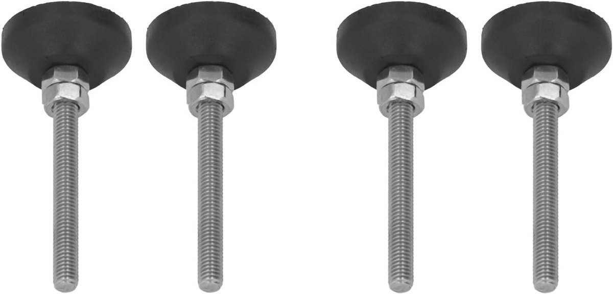 Dailygoods- Nivelleersteunen Draaibaar - Verstelbare Hoogte 50 mm - M6 Draad - Rubber Antislip Basis - 4 Stuks - Draagvermogen 10 KG - Meubelvoeten