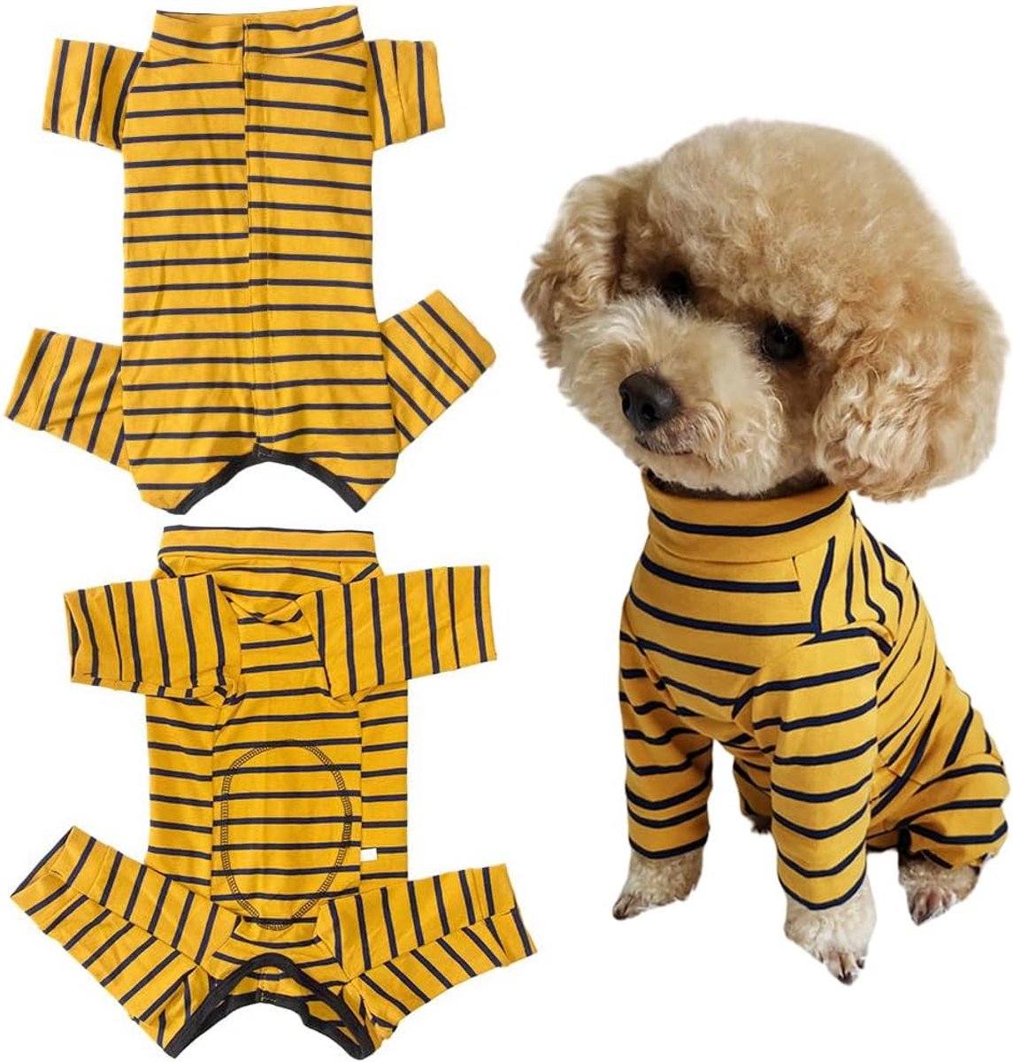 Na op castratie, teef, reude, wondbeschermingspak voor hond, nylon gesp voor haaruitval, allergieën, scheren, geel, zwart, strepen, XL