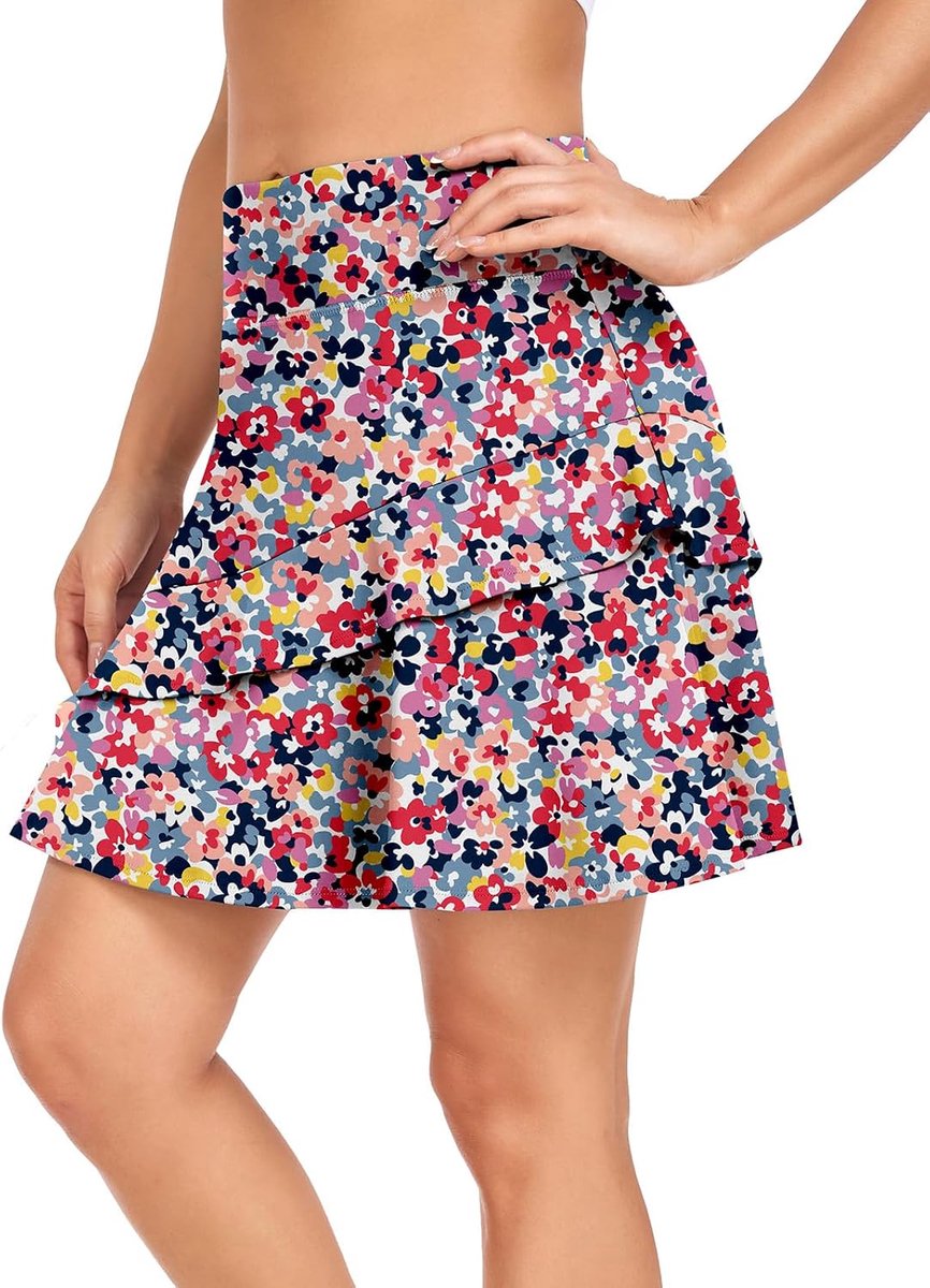 Broekrok voor dames,tennisrok met broek, sportrok, wandelrok, dames, met zakken, minirok