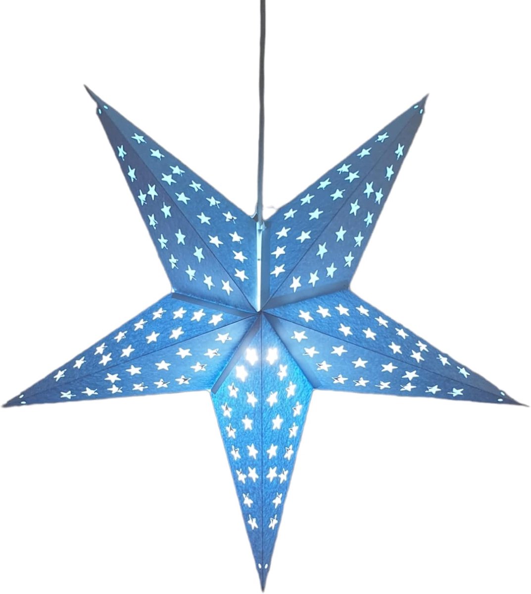 ster lantaarn lampenkap papier ster lichte tinten grote 60 cm ster hangende decoraties voor Kerstmis bruiloft woondecoratie verjaardagsfeestje (blauw)