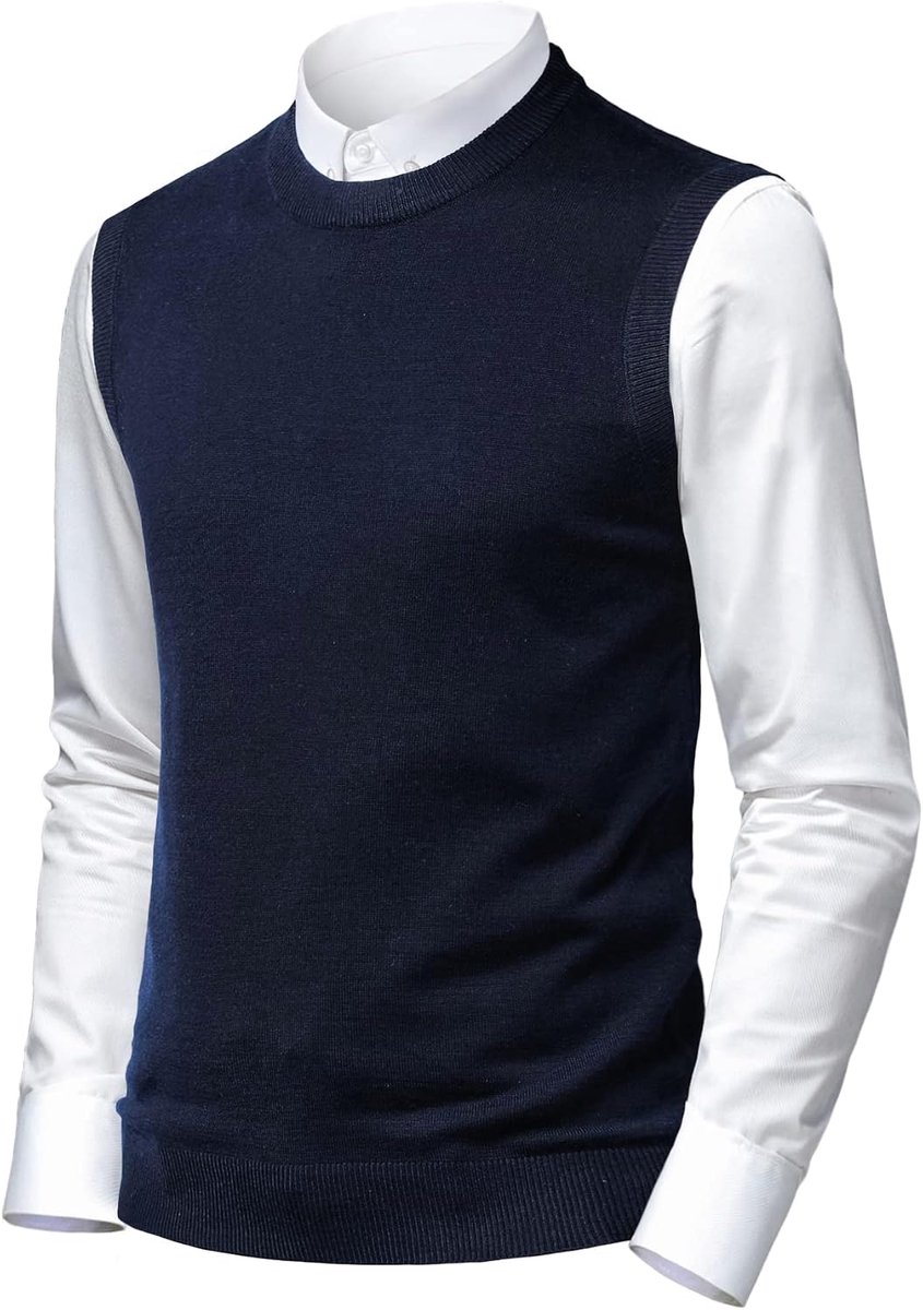Zachte V-hals Crew Neck Gebreide Trui Vest Effen Mouwloze Trui Slim Fit Effen Kleur voor Papa Man