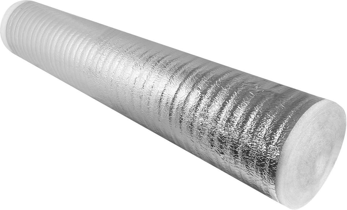 Warmte-isolatie van aluminium en schuim, waterdicht, per meter, 60 cm x 20 m, ramen, radiatoren, lade, jaloezieën, deuren, camper, zolder, industrieel gebruik, woonruimte