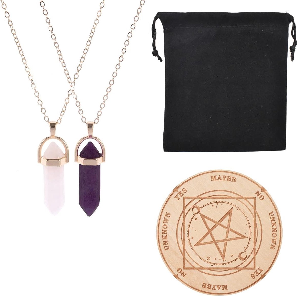 Board Set, Divinatory Guador Natuurlijke Kristal Kegel Kristal Kristal Pendule Punt Hekserij Altaar Waarzeggerij Schild Metafysisch Bericht Tafel, 3.9 inches (diameter), Hout, /