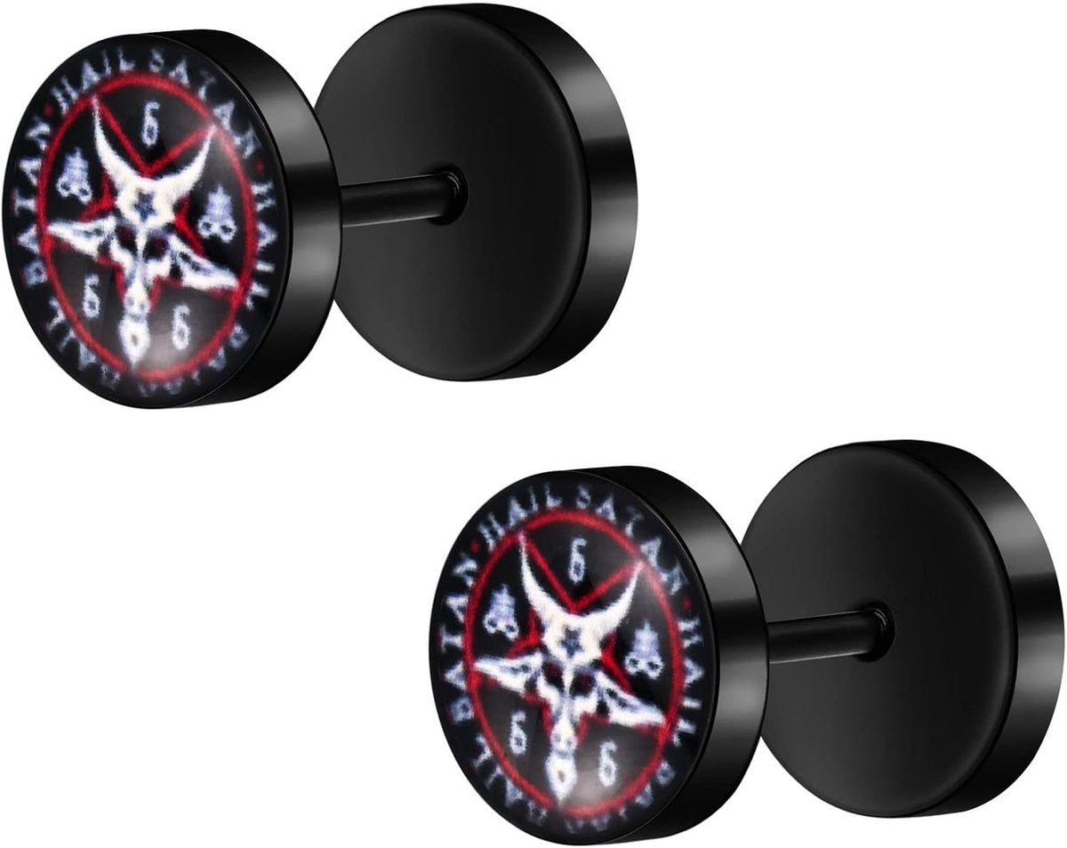 Stud Oorbellen Roestvrij Staal Hypoallergene Piercings Barbell Plugs Schroef Studs Tai Chi/Trident/Geit Baphomet/Star Galaxy, Emaille, Geen edelsteen