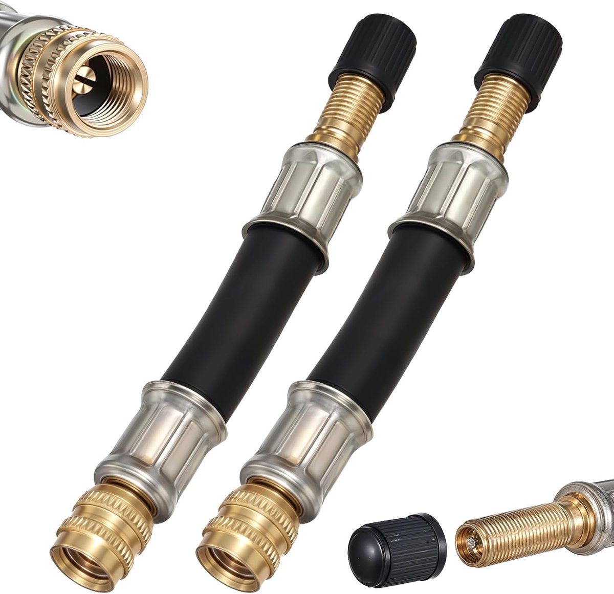2 stuks ventielverlenging, autoventiel, flexibele bandenventielextender van rubber met dop, universeel voor auto, motorfiets, vrachtwagen, fiets, scooter, hoekadapter voor