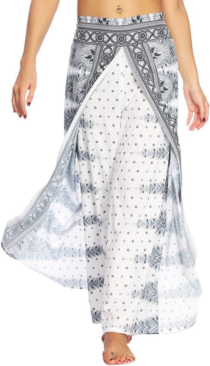 Yogabroek voor dames, met split, wijde pijpen, boho-patroon, hippie, baggy broek