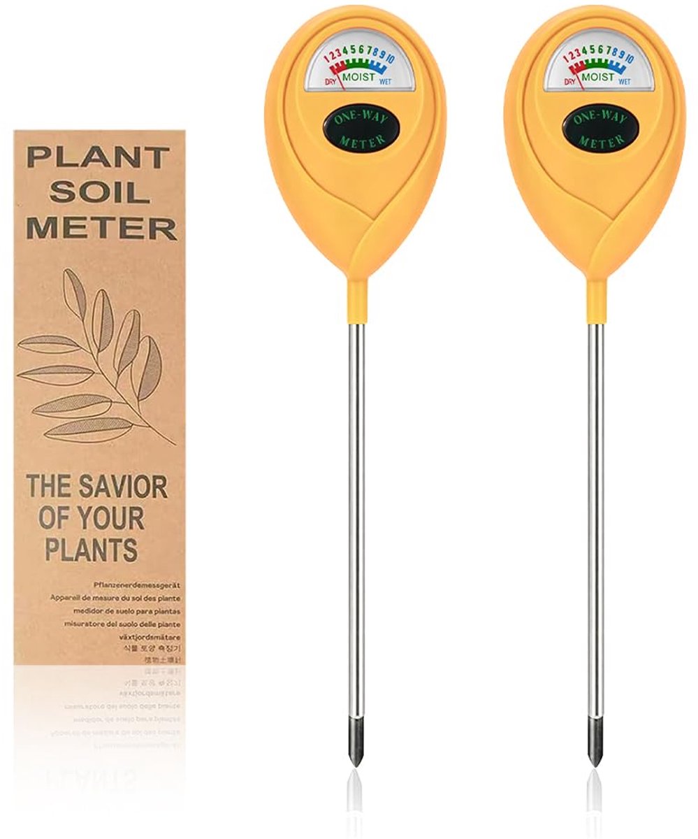 2 stuks groene bodemvochtigheidsmeter, plantenwatermeter, vochtmeter voor planten, bodemvochtigheidstester, bodemwatermeter voor planten, plantenvochtmeter, geen batterij nodig (oranje+oranje)